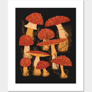 Amanita Garden - Fly Agaric Mushrooms Posters and Art